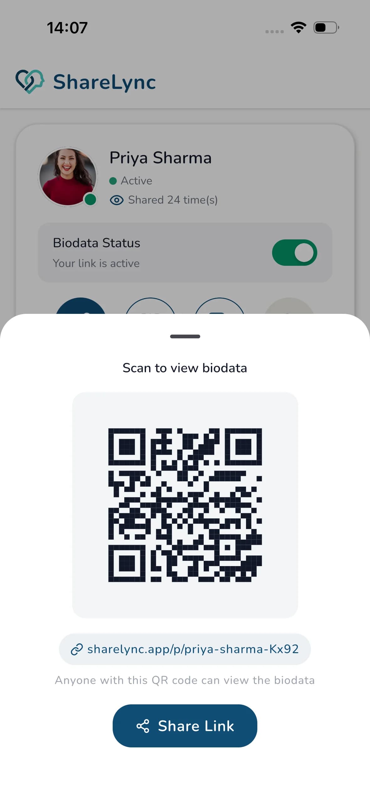 ShareLync - Free biodata maker app with beautiful themes