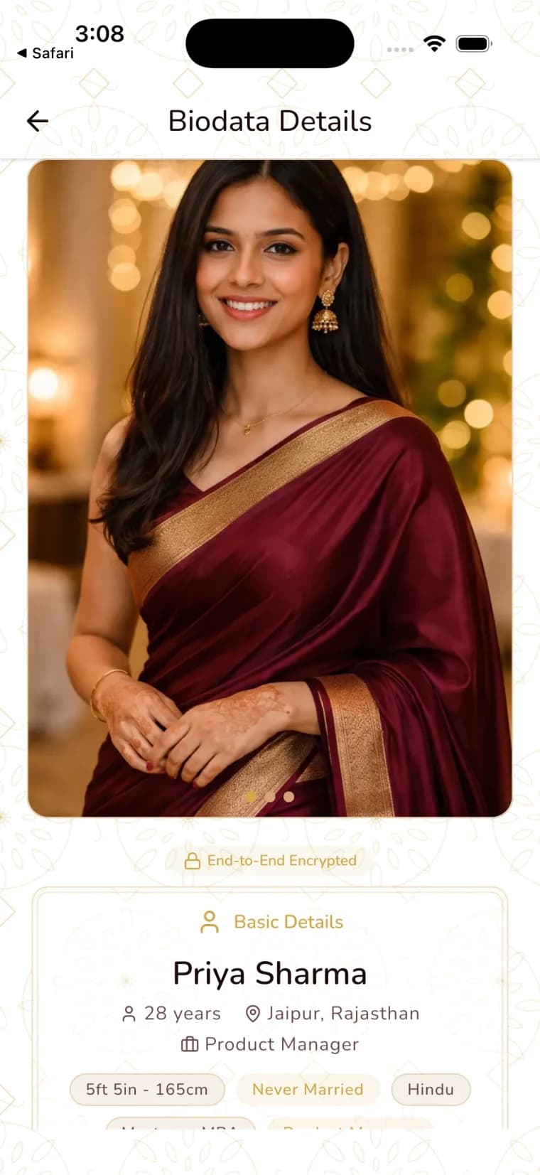 ShareLync app — biodata status with QR sharing